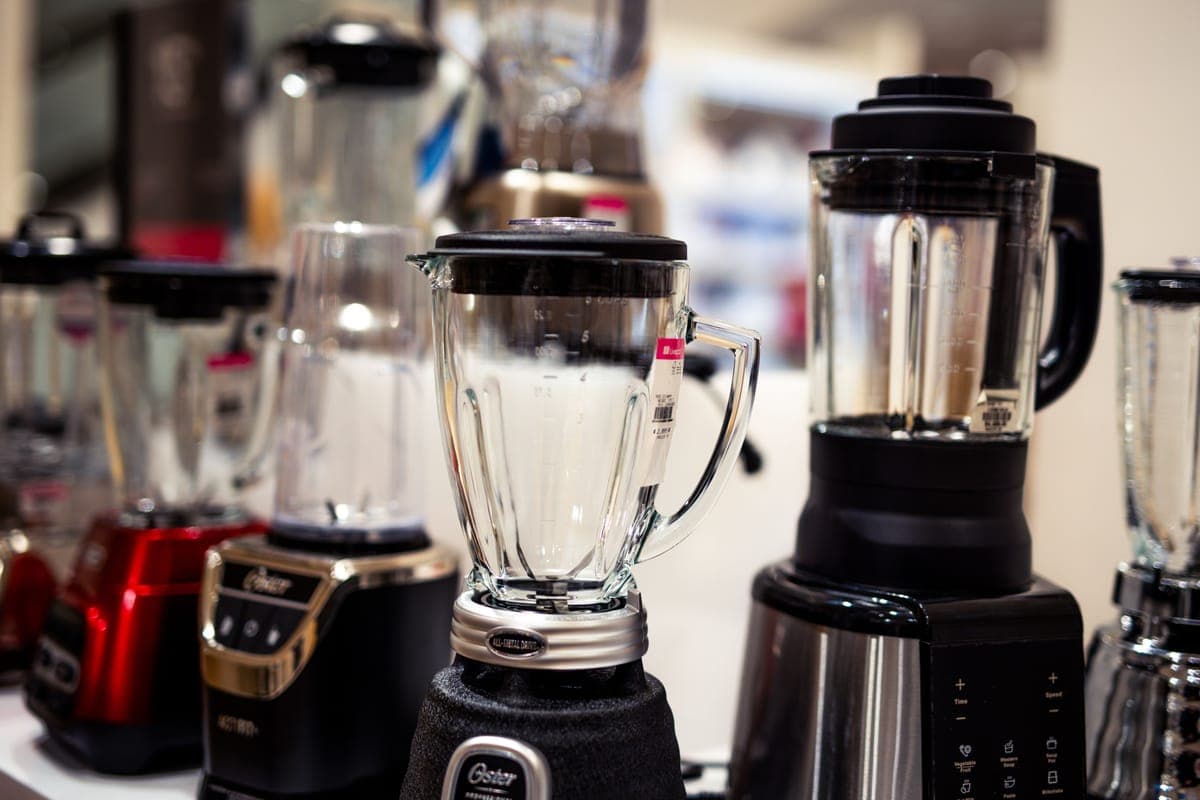 A blender on a bright kitchen counter