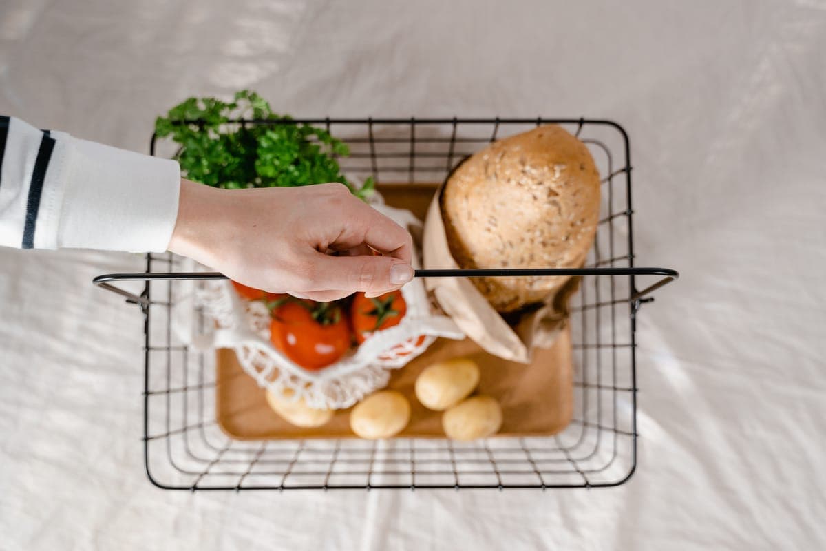 A shopping basket of fresh vegetables