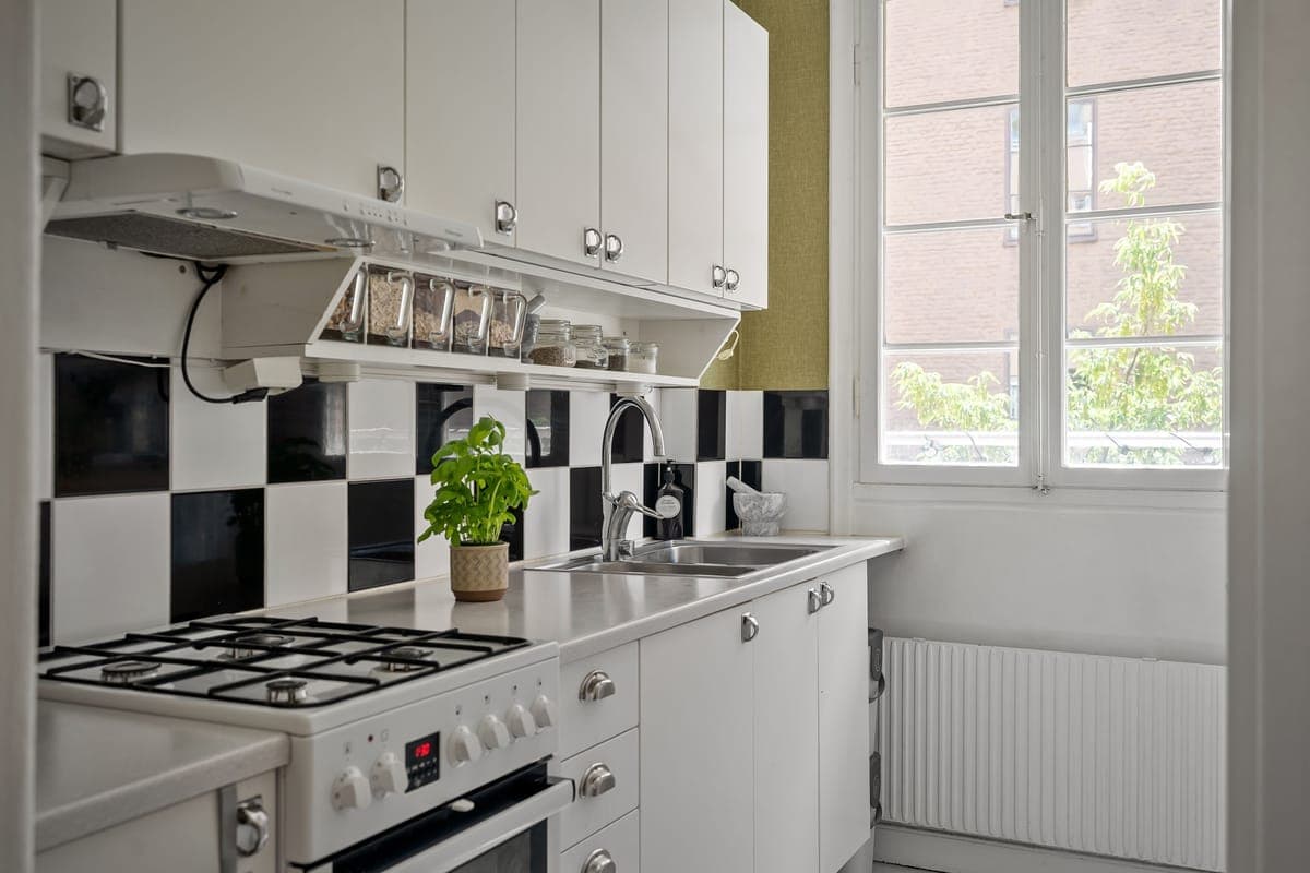 A small bright kitchen with limited counter space